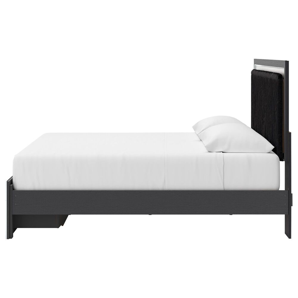 Ashley Zuraleus King Upholstered Panel Storage Bed with Two Nightstands in Matte Black, , large