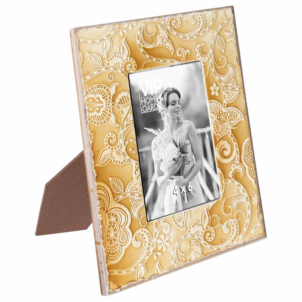 VIP Home and Garden 4" x 6" Picture Frame in Yellow, , large