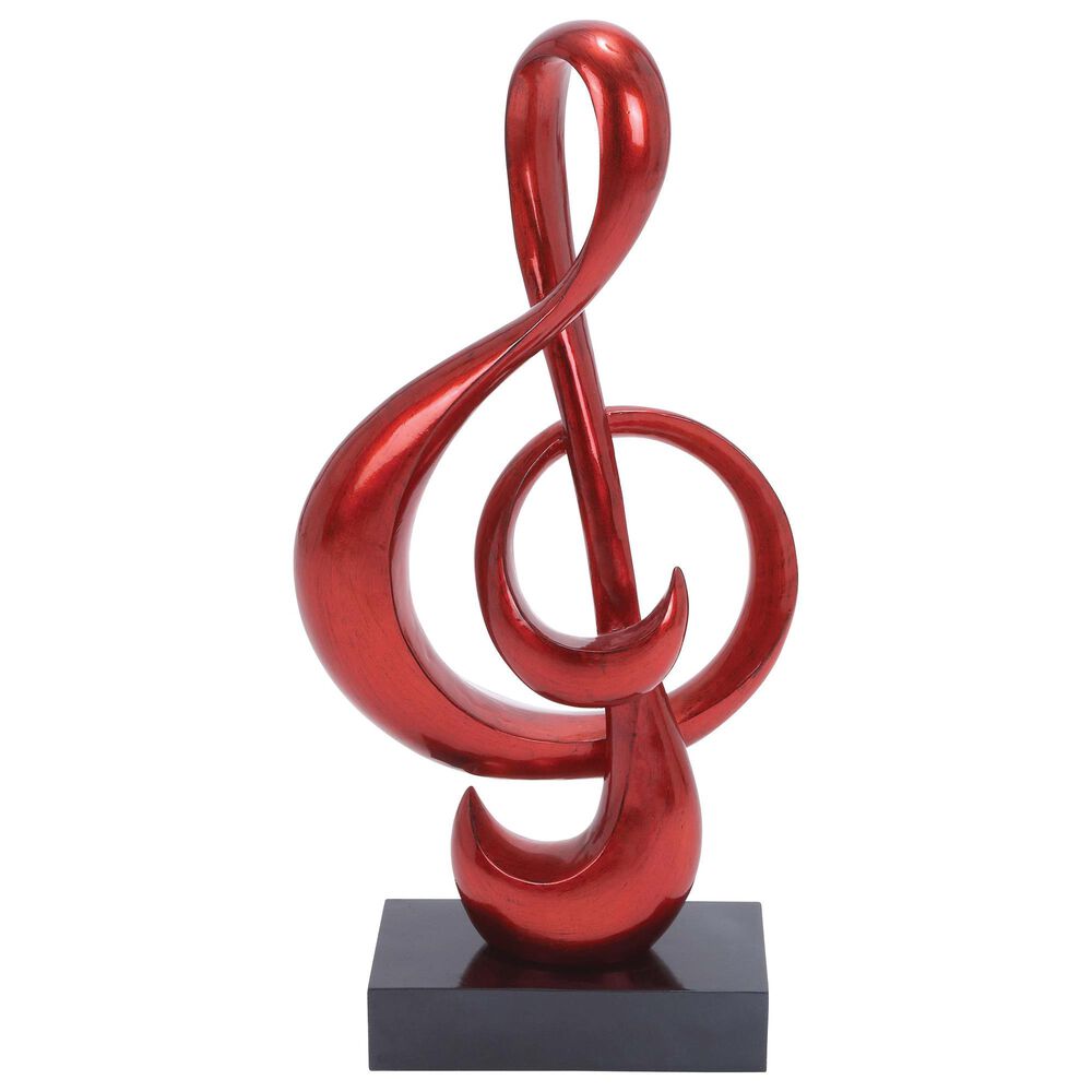 Maple and Jade G-Clef Music Note Sculpture in Red and Black, , large