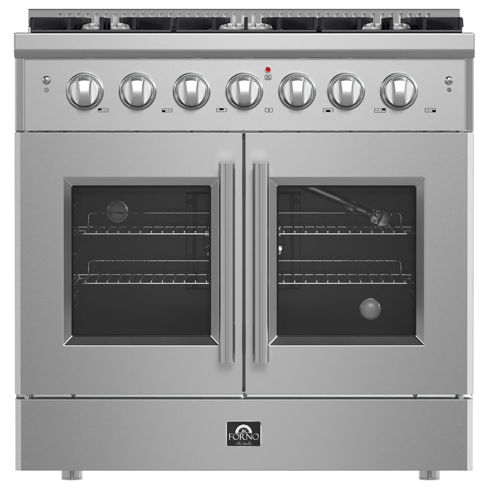 Forno Galiano 36" Freestanding French Door Gas Range in Stainless Steel, , large