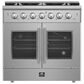Forno Galiano 36" Freestanding French Door Gas Range in Stainless Steel, , large
