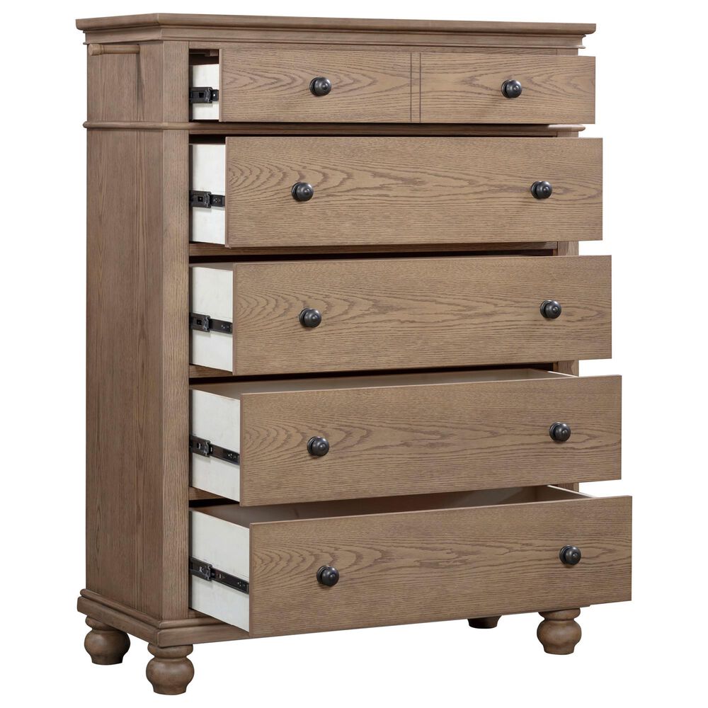 Riva Ridge Oxford 5-Piece Queen Sleigh Storage Bedroom Set in Tan with USB Ports, , large