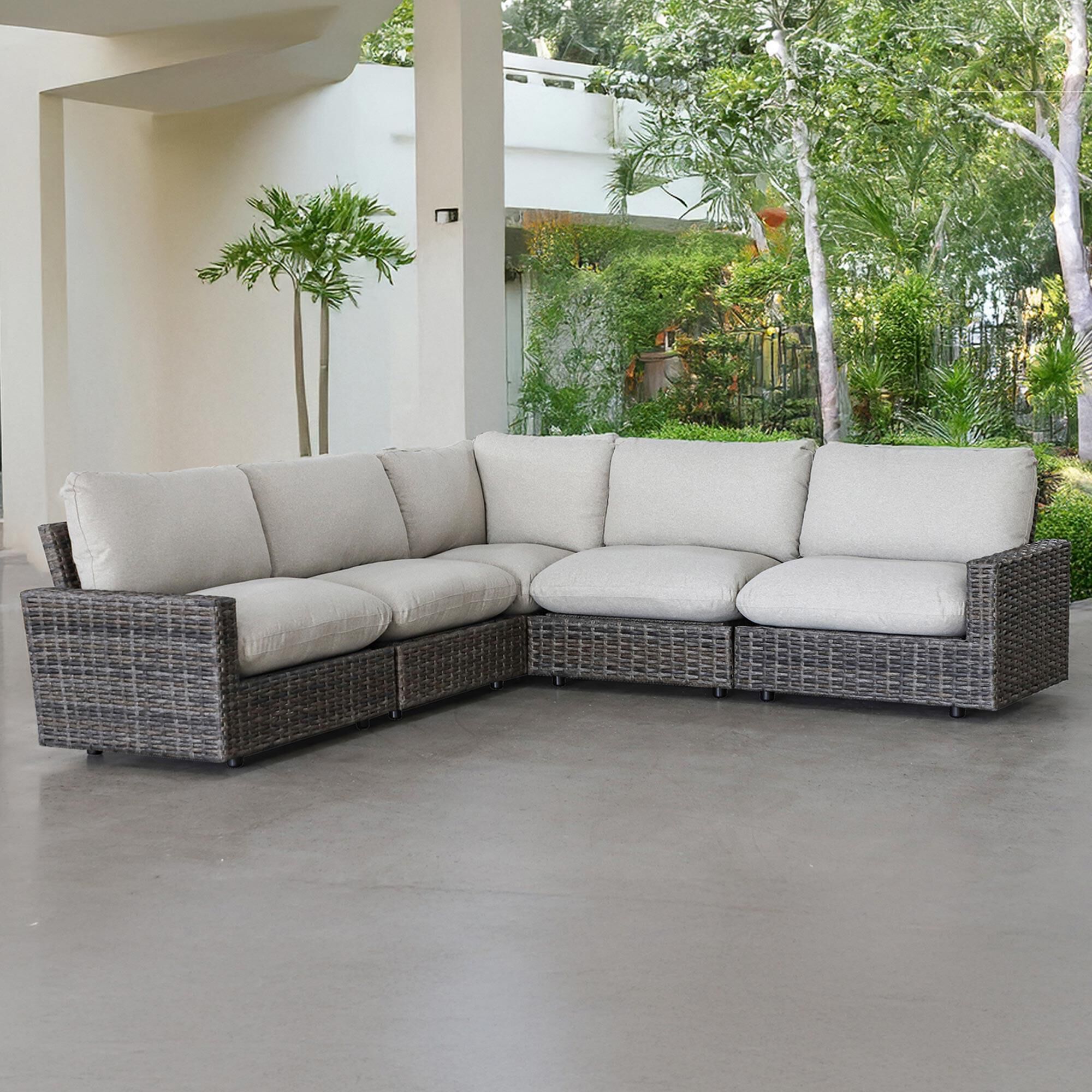Summit Home St. Thomas 5-Piece Patio Sectional in Gray