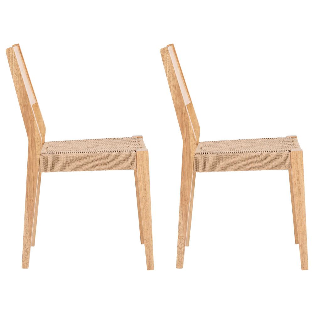 Linon Home Decor Cadence Side Chair with Woven Rope Seat in Natural (Set of 2), , large