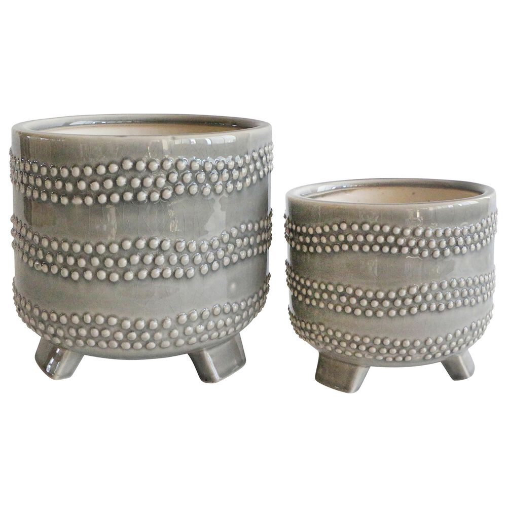 Sagebrook Home Footed Planter with Dots in Gray (Set of 2), , large