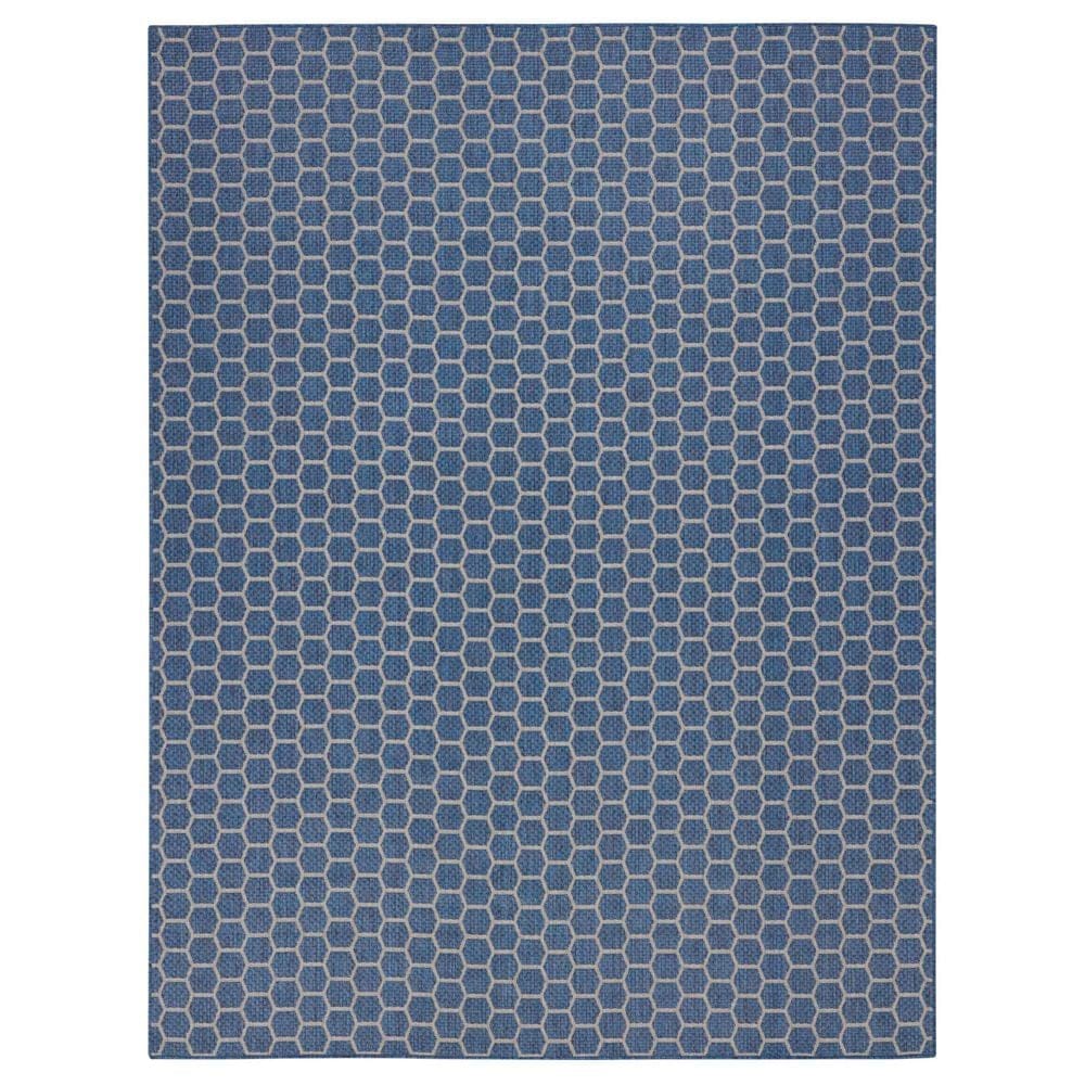 Nourison Twist Reversible 8" x 10" Blue Indoor/Outdoor Area Rug, , large