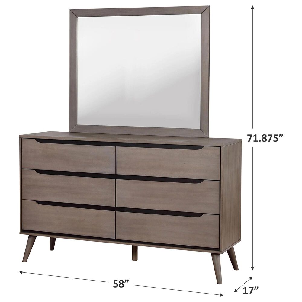 Furniture of America Lennart 6-Drawer Dresser and Mirror in Gray, , large