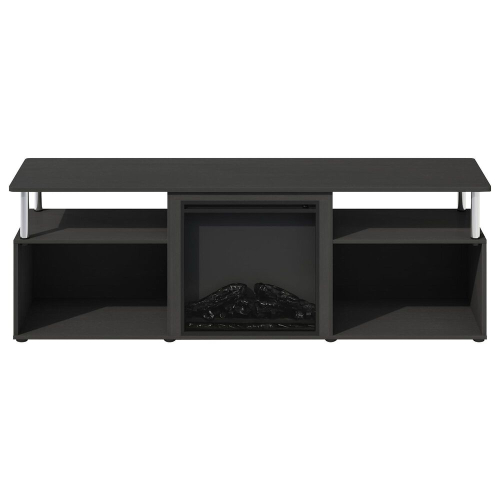 HOMLUX 64" TV Stand with No Heat Electric Fireplace in Americano and Stainless Steel, , large