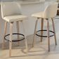 LumiSource Toriano Swivel Bar Stool with Cream Faux Leather Upholstery in Whitewashed and Black (Set of 2), , large
