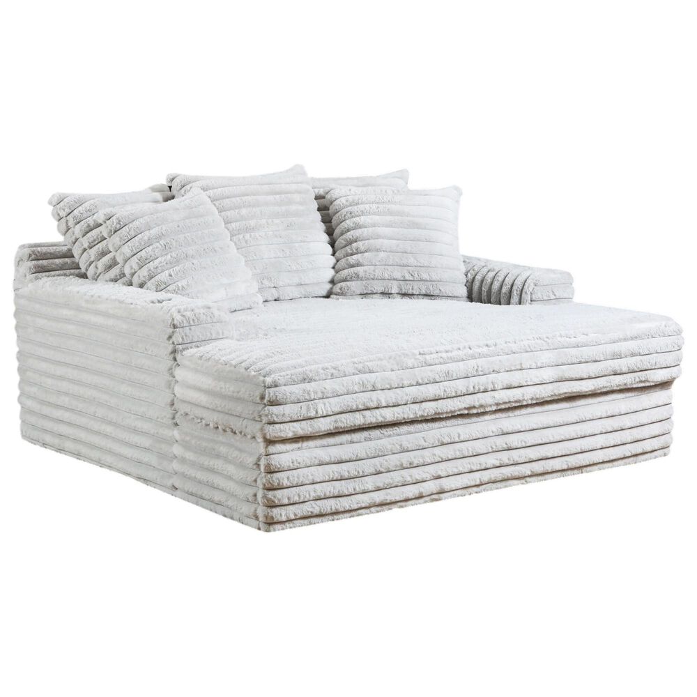 Maple + Main Oversized Chaise Lounge with USB Charging Ports and 2-Cupholder in Julia Fog, , large