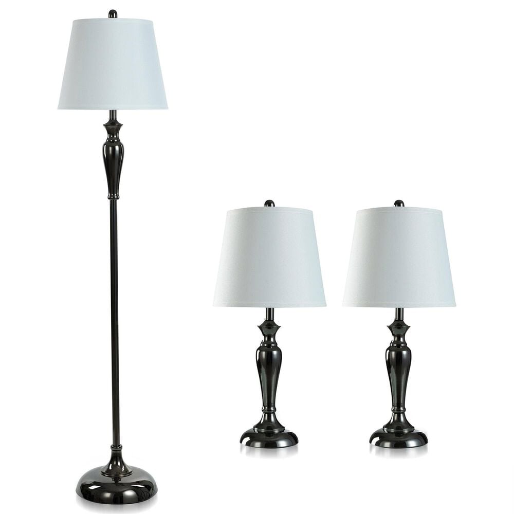 Flair Industries 3-Piece Floor and Table Lamp Set in Blacked Nickel, , large