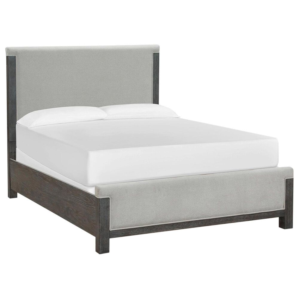 Nicolette Home Plum Creek Queen Upholstered Panel Bed with Two Nightstands in Ravenwood Black, , large