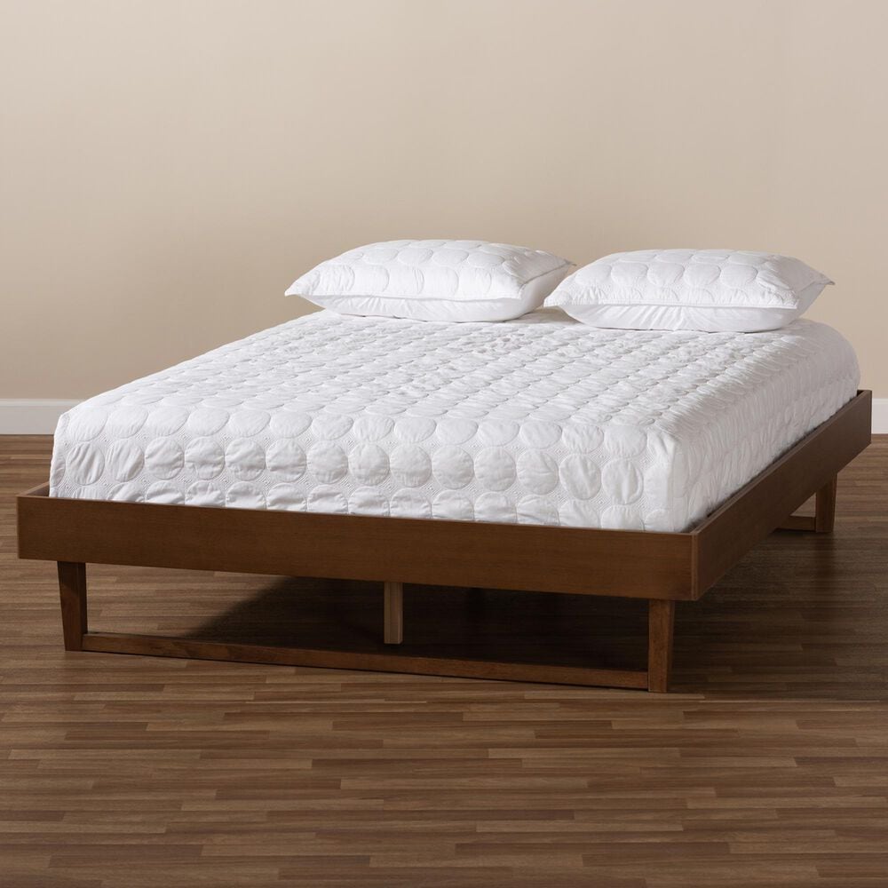 Baxton Studio Liliya King Platform Bed Frame in Walnut Brown, , large