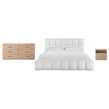 Furniture Worldwide Nomad 3-Piece King Bedroom Set with Canberra Ivory Fabric in Tech Oak, , large