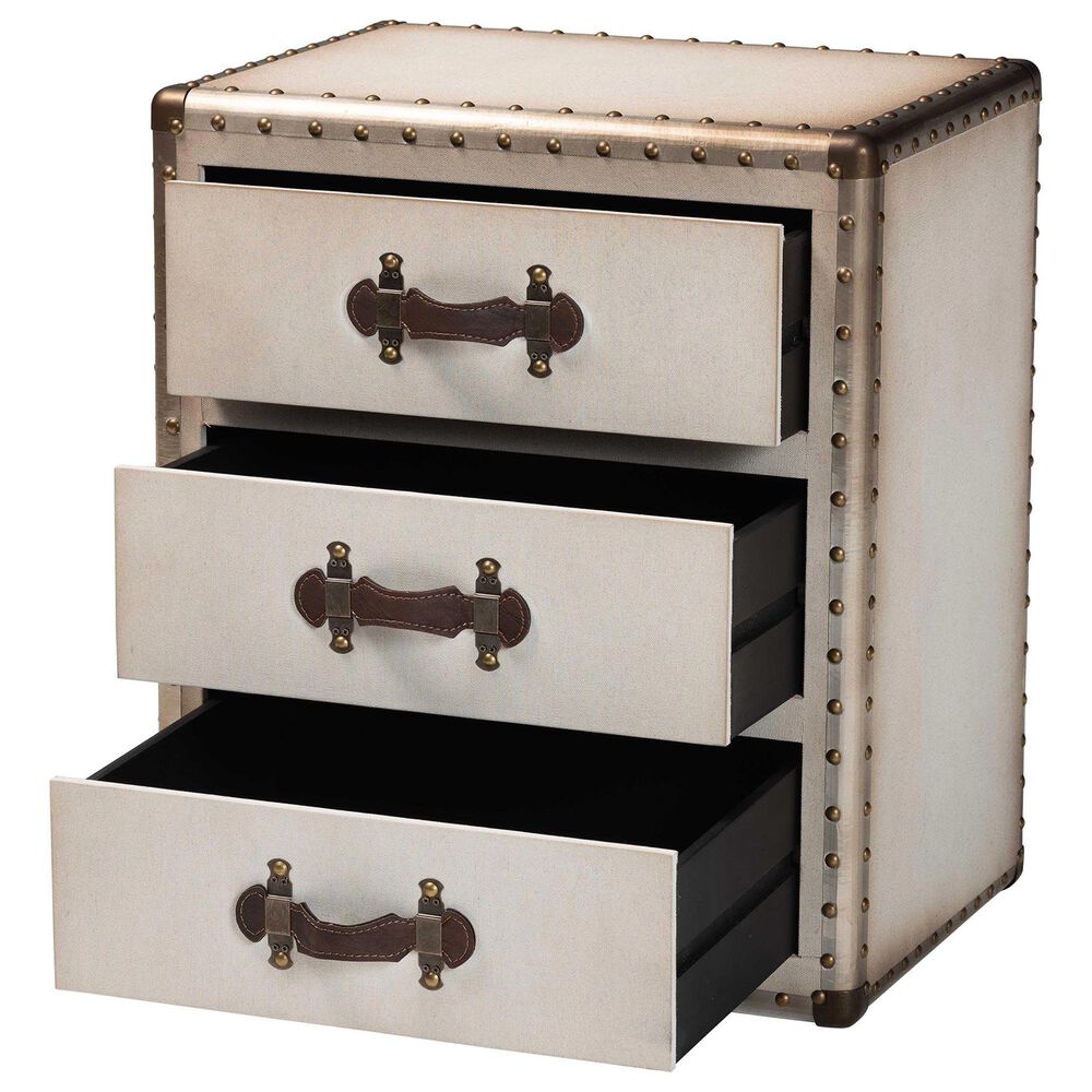 Baxton Studio Mallison 3-Drawer End Table in Beige, , large