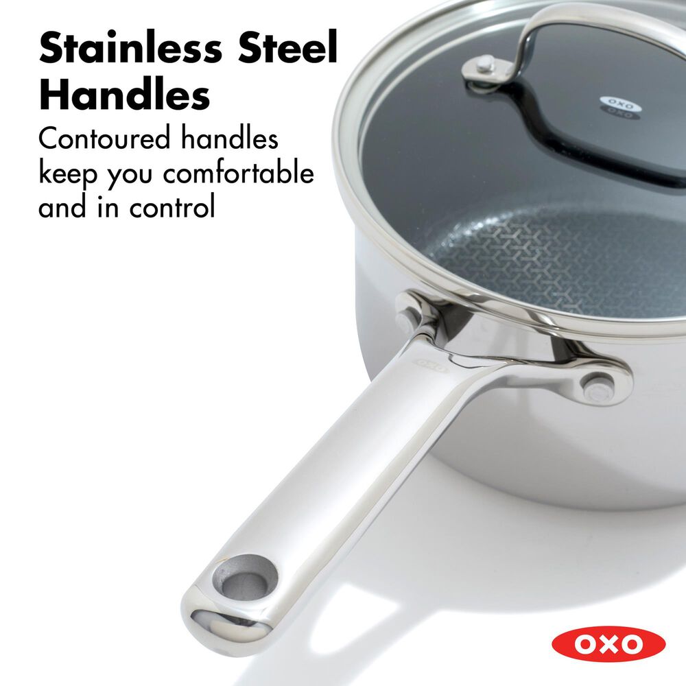 Green Pan Trident Hybrid 2.54 Qt Nonstick Saucepan with Lid in Stainless Steel, , large