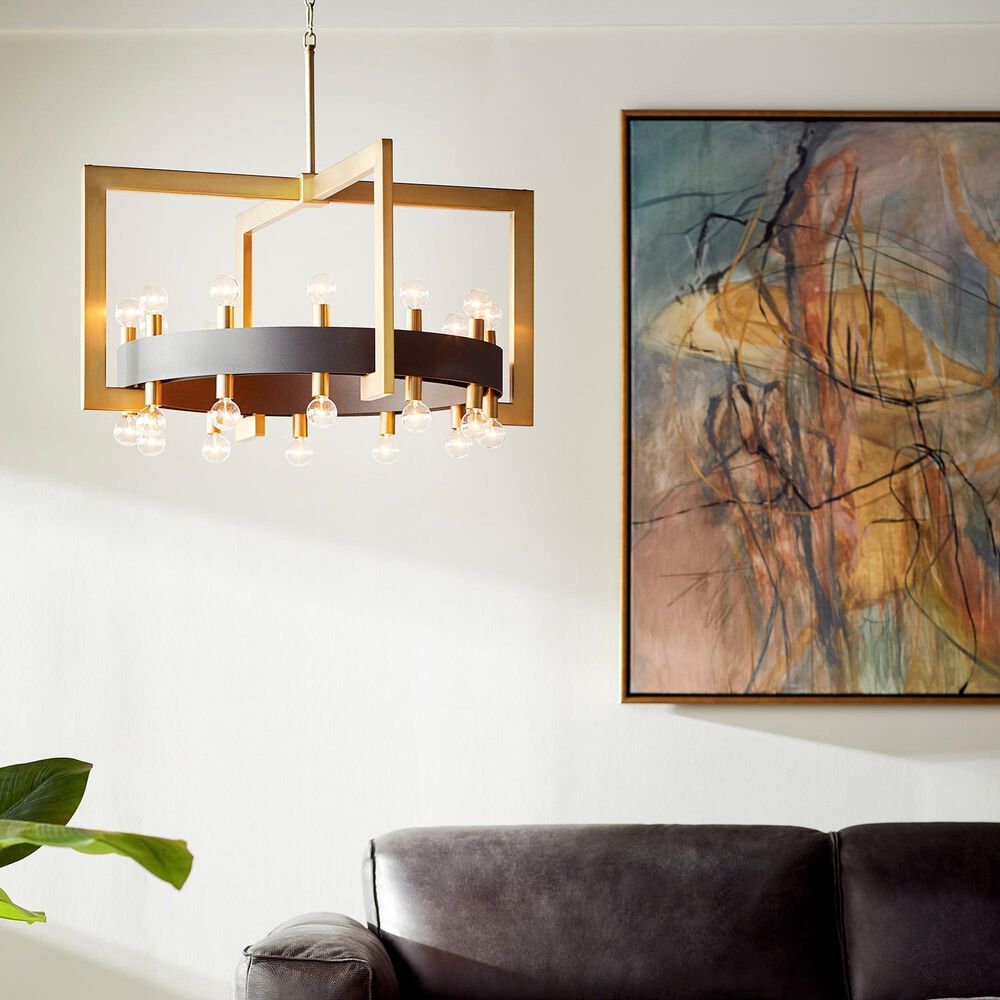 Cyan Archibald 24-Light Chandelier in Noir and Aged Brass, , large