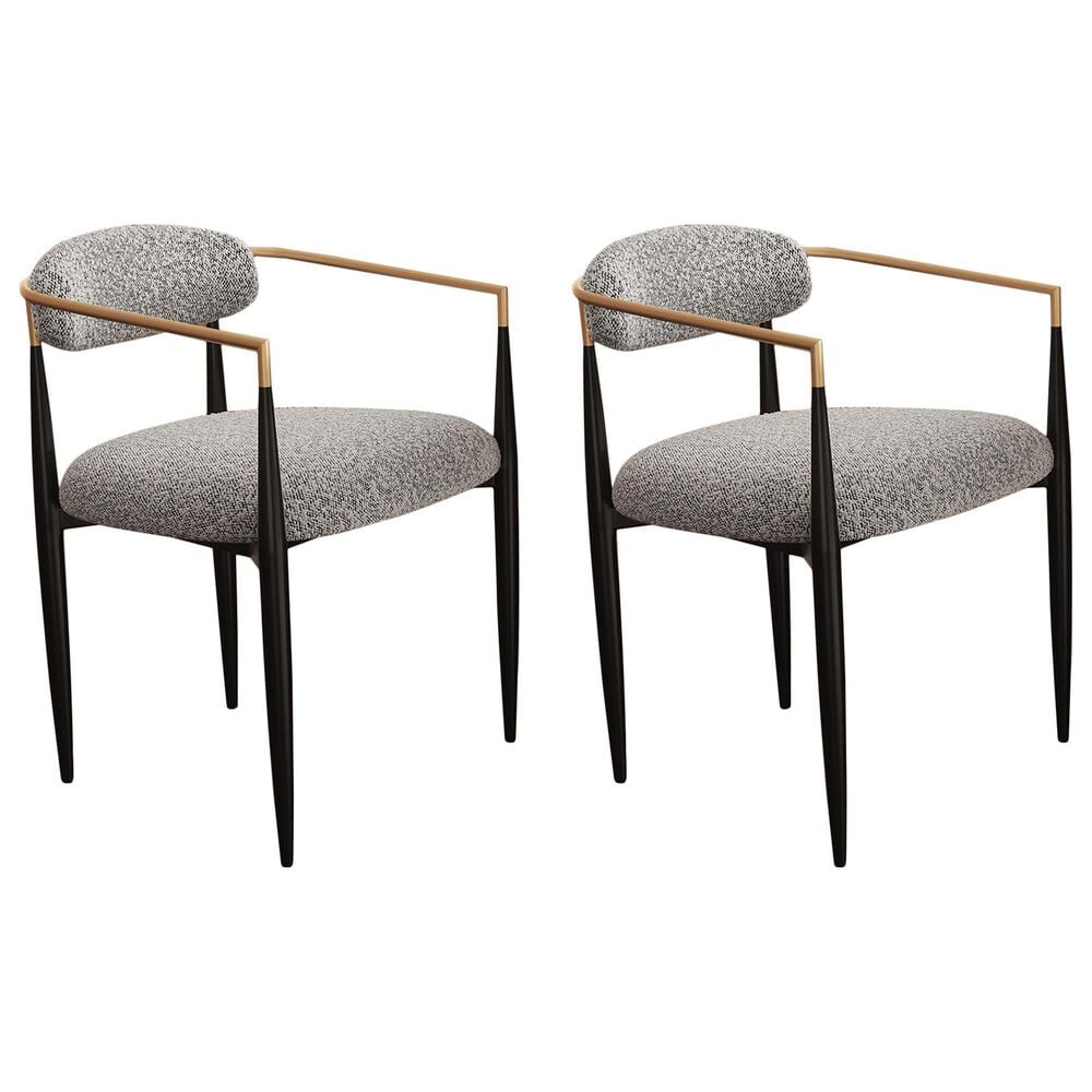Morden Fort Modern Boucle Arm Chair with Grey Cushion in Black and Gold (Set of 2), , large