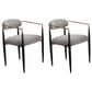 Morden Fort Modern Boucle Arm Chair with Grey Cushion in Black and Gold (Set of 2), , large