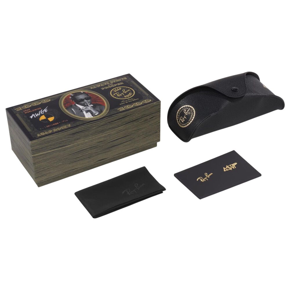Rayban Glasses A$AP Rocky Sunglasses with Dark Brown Lenses in Polished Arista Gold, , large