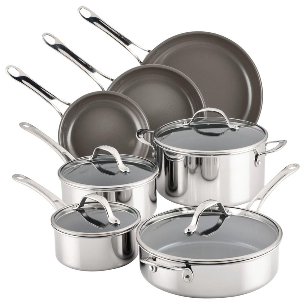 Anolon 11-Piece Nonstick Ceramic Cookware Set in Stainless Steel, , large