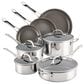 Anolon 11-Piece Nonstick Ceramic Cookware Set in Stainless Steel, , large