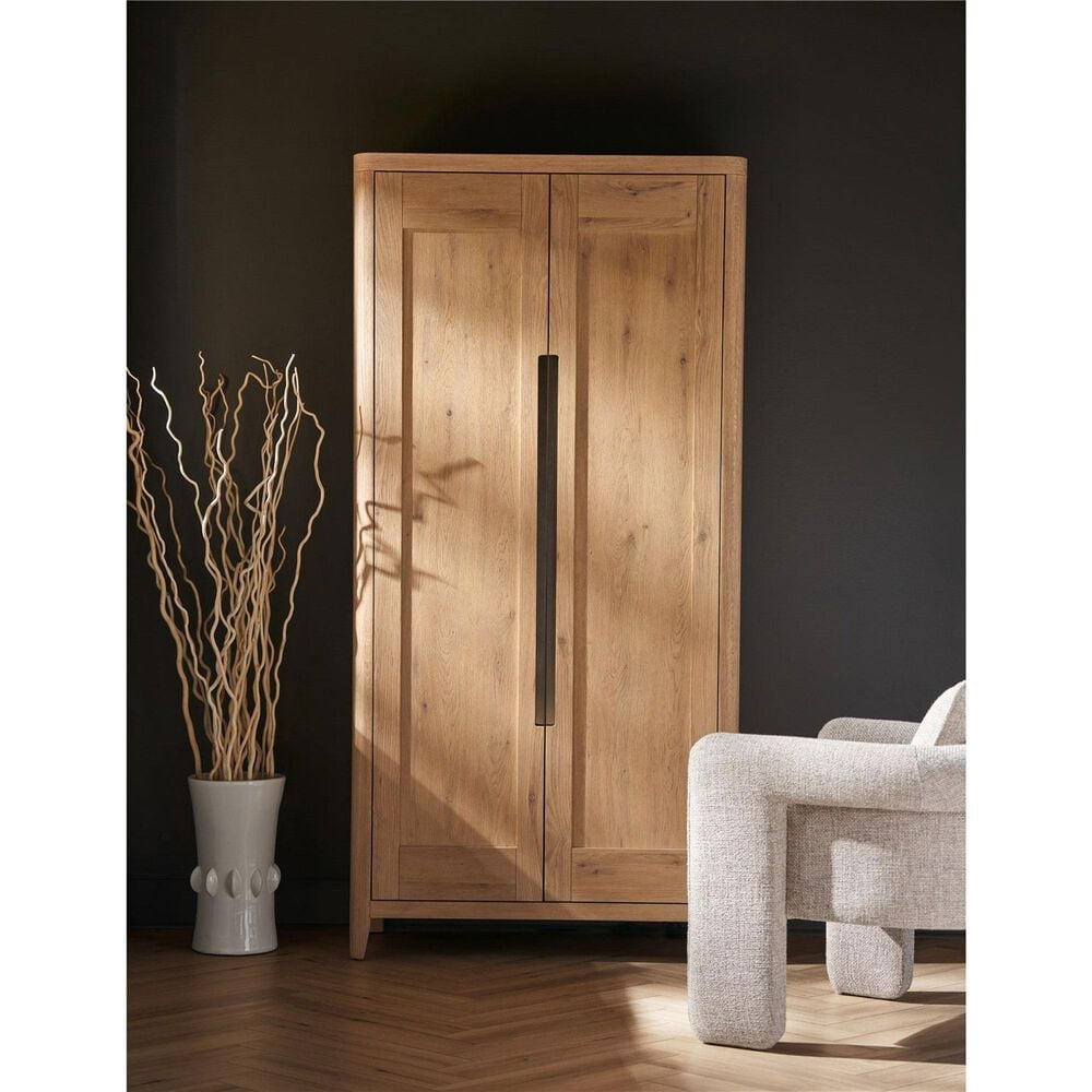 Universal Furniture Modern Wardrobe in Organic Natural Oak with Lighting, , large