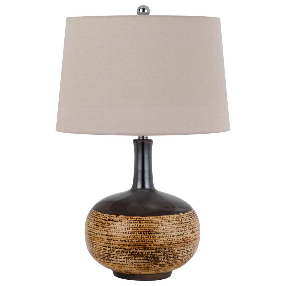 Cal Lighting Yuma Ceramic Table Lamp in Terra Cotta and Black, , large