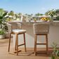 Hearth and Haven Outdoor Bar Stool with Woven Wicker Back and Cushion in Beige (Set of 2), , large