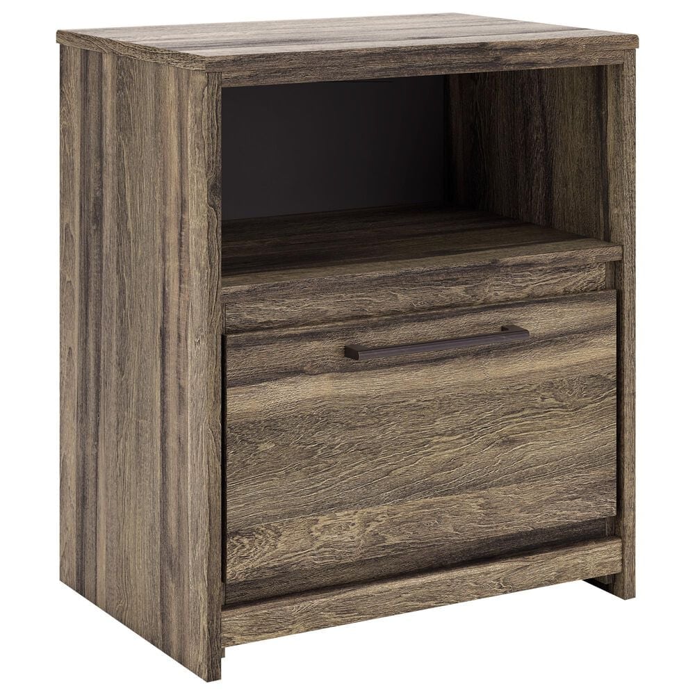 Ashley Elbrim 1-Drawer Nightstand in Brown with USB Port, , large