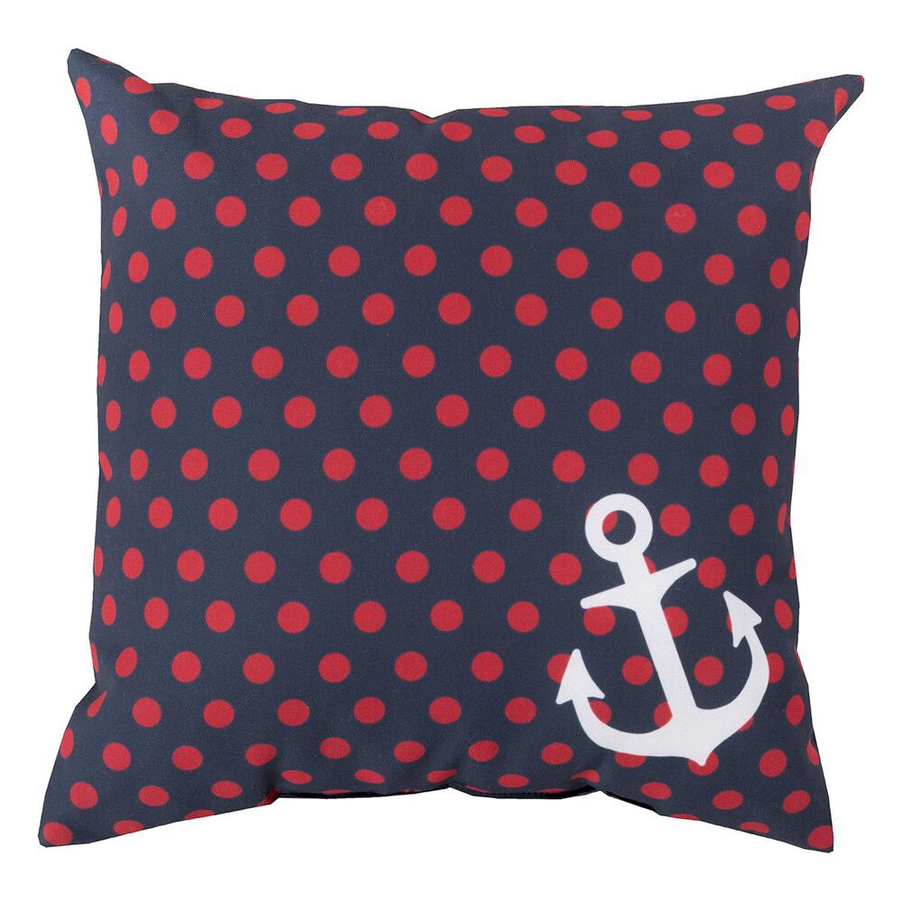 Surya Rain 18" x 18" Polka Dots Pillow in Navy, Poppy and Ivory, , large
