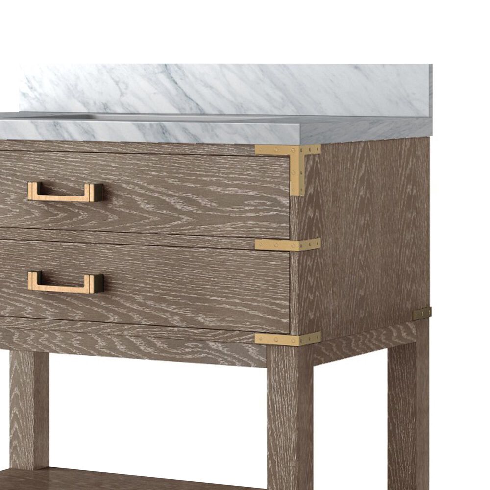 Lexora Home Norwalk 36&quot; Single Bathroom Vanity in Grey Oak with White Carrara Marble Top  and Rectangle Sink, , large