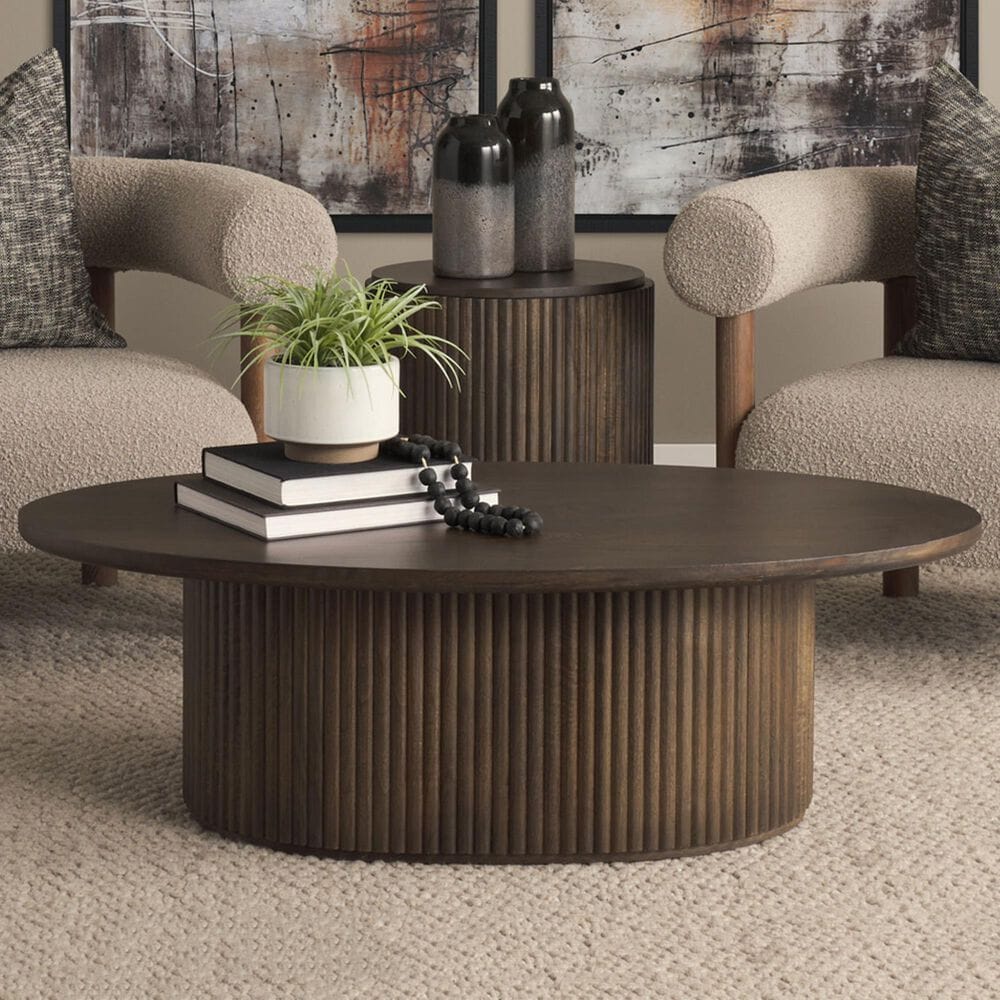 Mercana Terra Oval Coffee Table in Dark Brown, , large