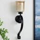 Maple and Jade 27" Handmade Pillar Scroll Indoor/Outdoor Wall Sconce in Matte Black and Clear, , large