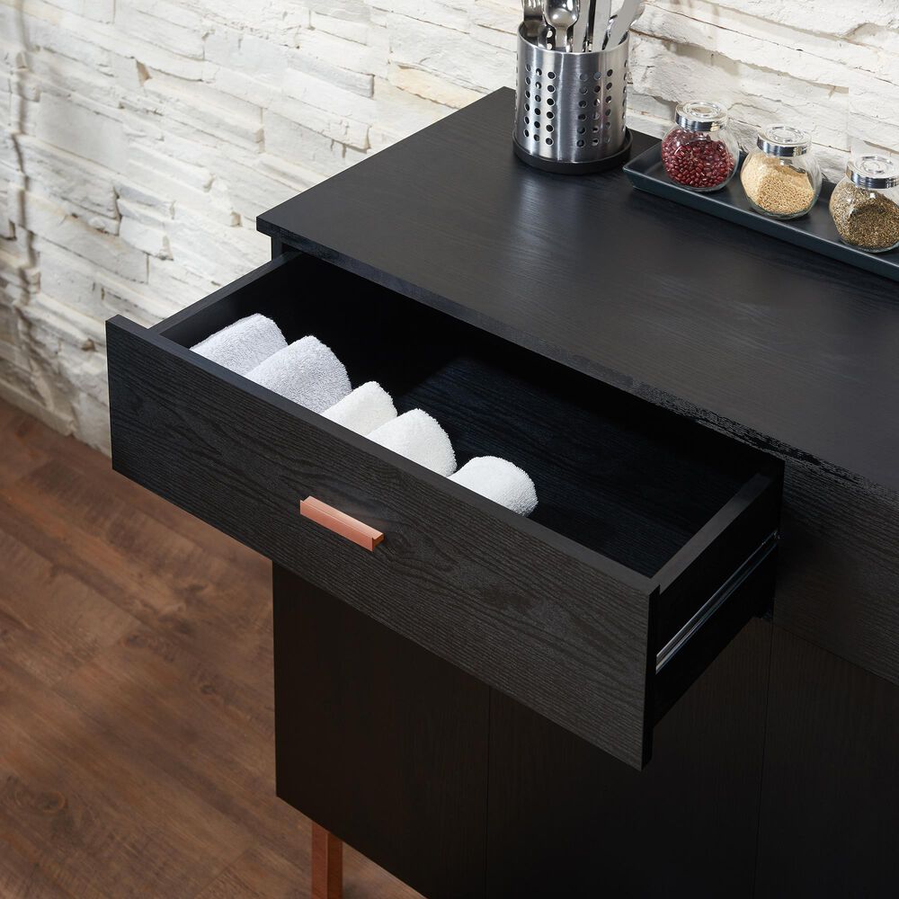 Furniture of America Lester Buffet Table in Black and Rose Gold, , large