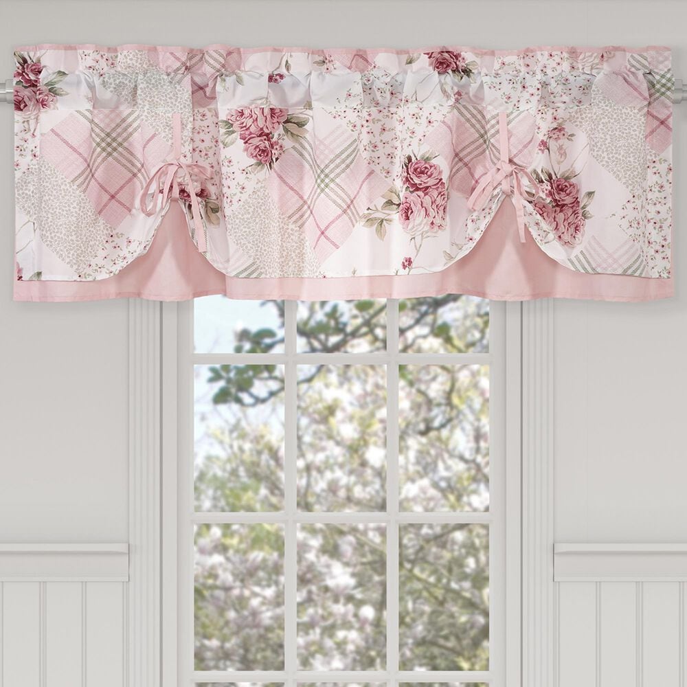 J. Queen New York Bungalow 72&quot; x 18&quot; Tie Up Window Valance in Rose, Pink and White, , large
