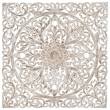 Maple and Jade 36" x 36" Flower Wall Decor in Distressed Brown, , large