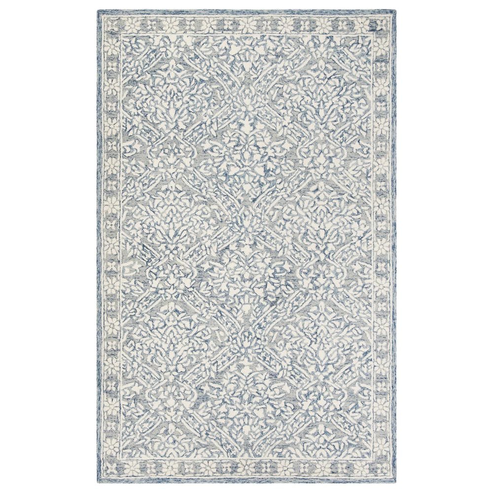 Safavieh Micro-Loop MLP510M 4" x 6" Blue and Ivory Area Rug, , large