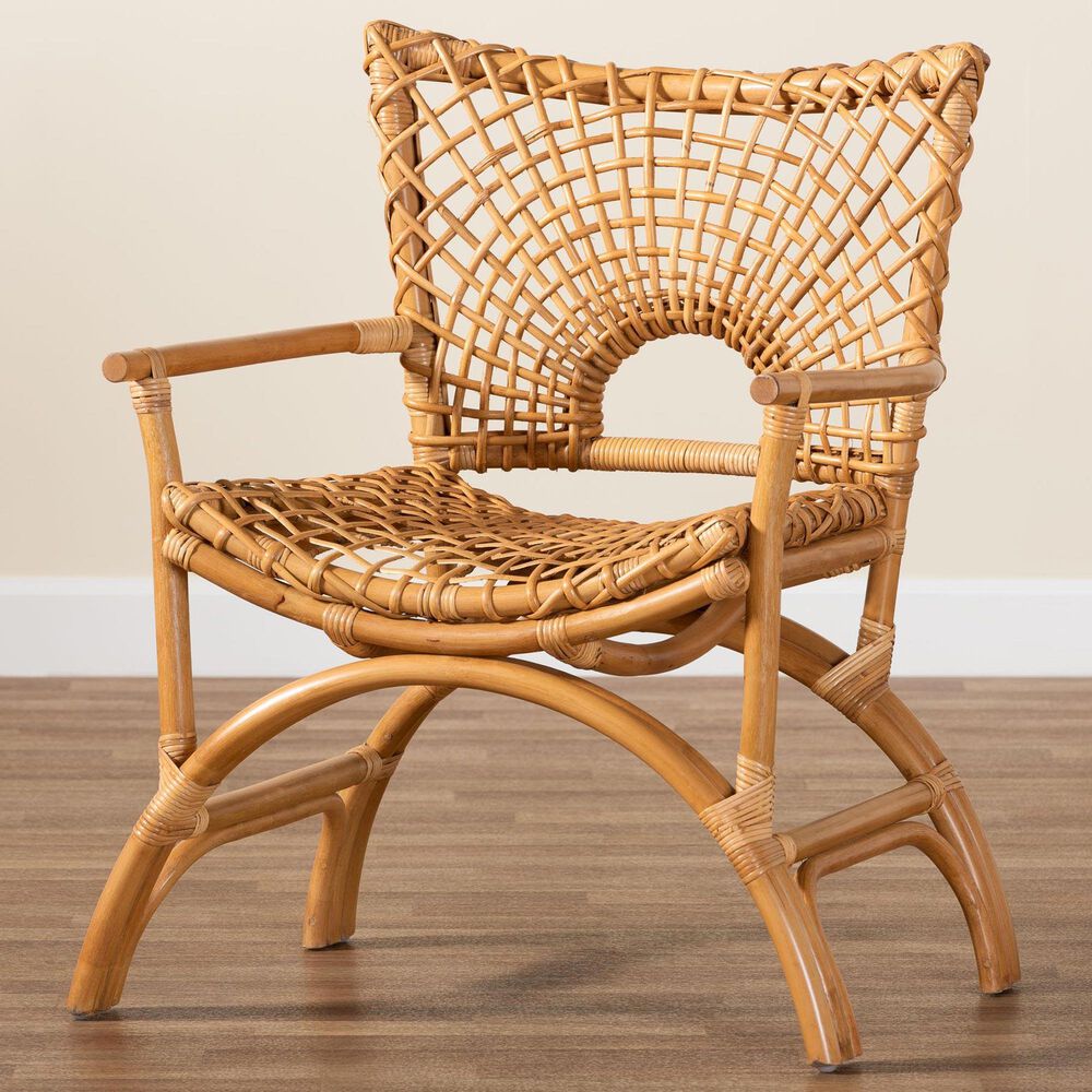 Baxton Studio Mamba Arm Chair in Light Honey, , large
