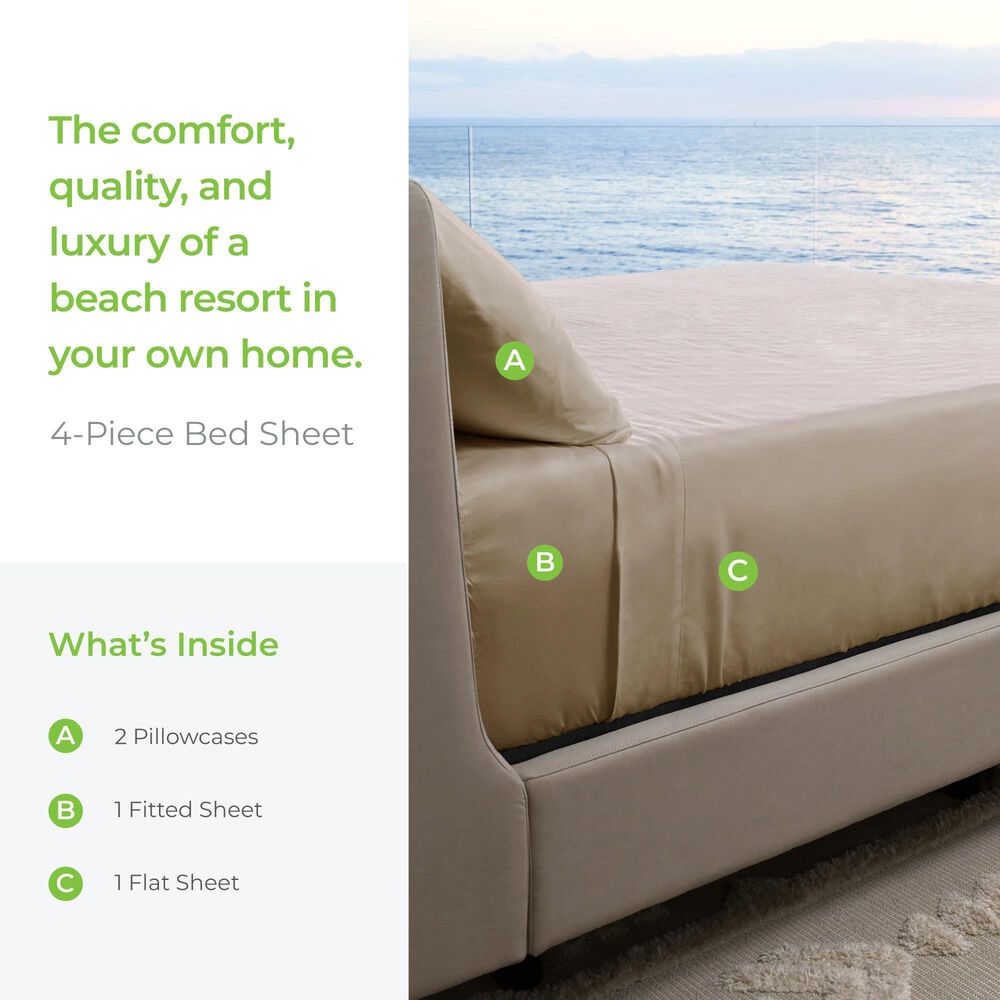 Cariloha Resort 4-Piece Queen Sheet Set in Stone, , large
