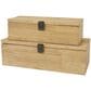 Maple and Jade 2-Piece Carved Linear Decorative Box Set in Light Brown, , large