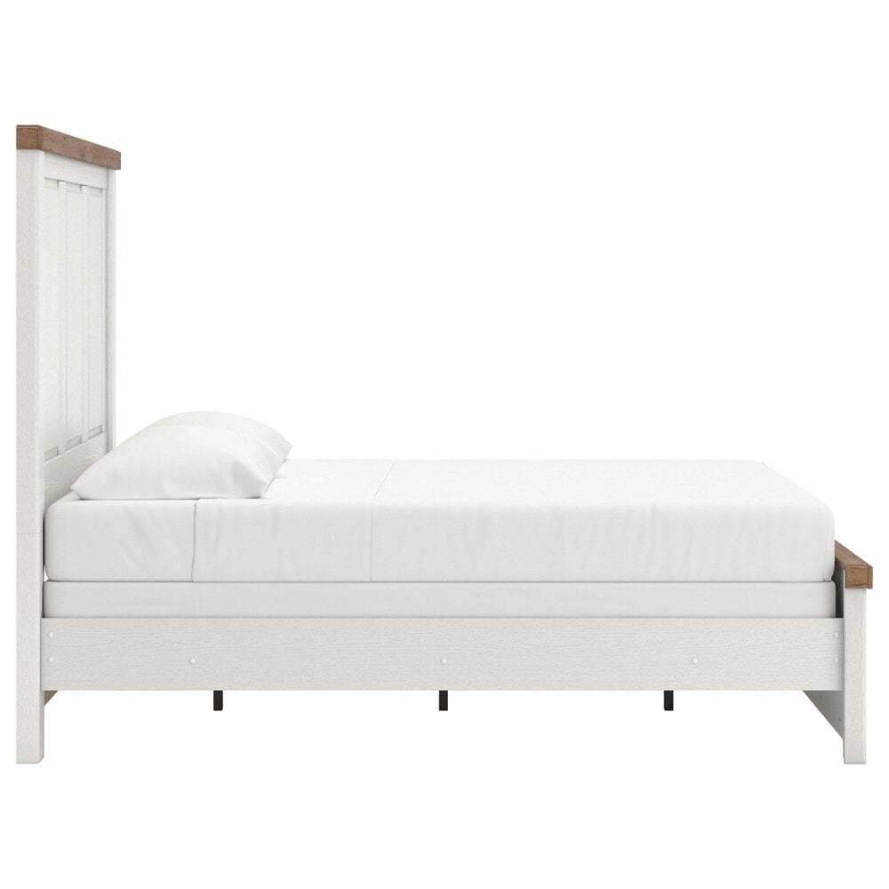 Ashley Rustic Queen Panel Bed in White and Brown, , large