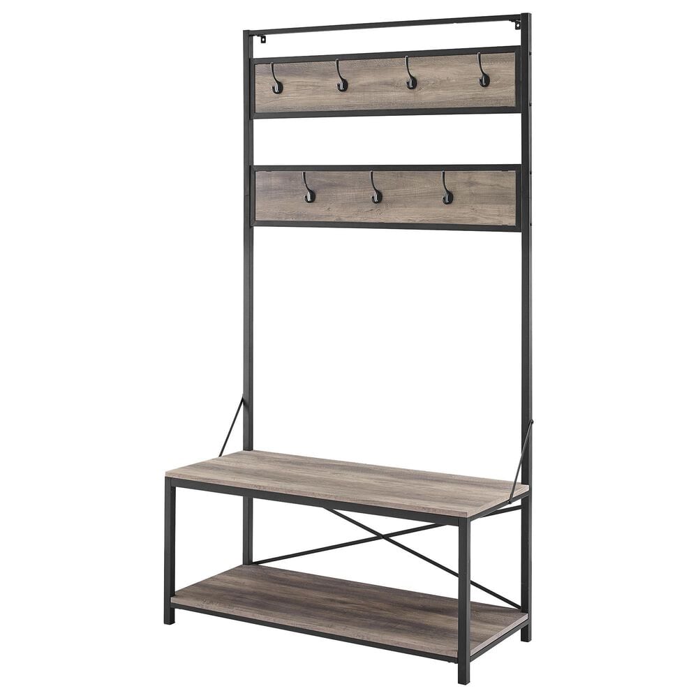 Walker Edison 72&quot; Hall Tree in Grey Wash, , large