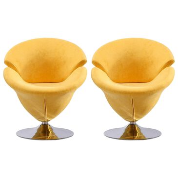 Manhattan Tulip Swivel Accent Chair in Yellow (Set of 2), , large
