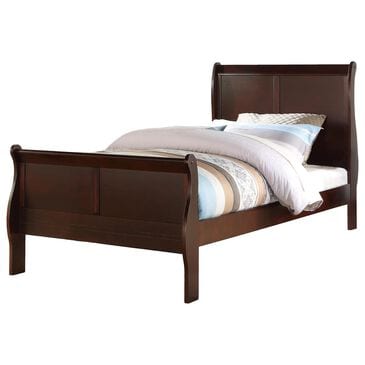 Crown Mark Louis Philip Twin Sleigh Bed in Cherry, , large