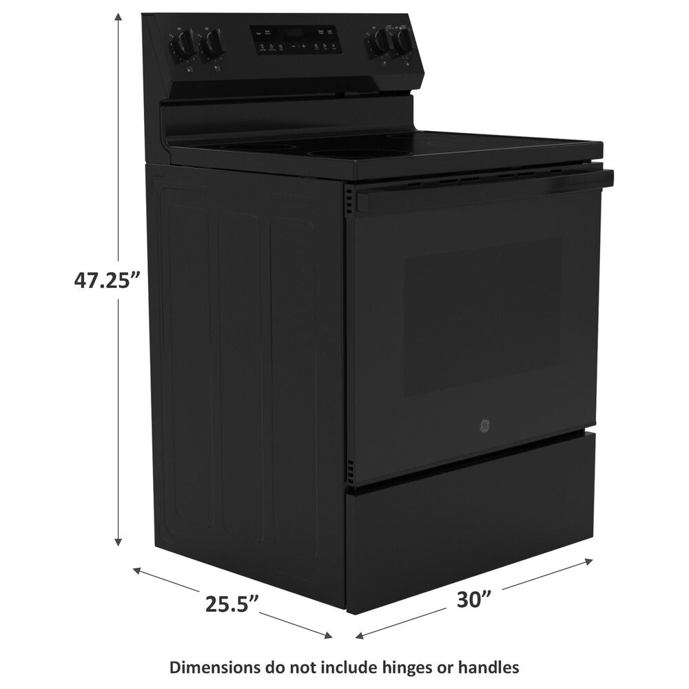 GE Appliances 30&quot; Freestanding Electric Range with Steam Clean in Black, , large