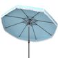 Safavieh Milan Fringe 9Ft Crank Baby Blue and White Outdoor Push Button Tilt Umbrella, , large