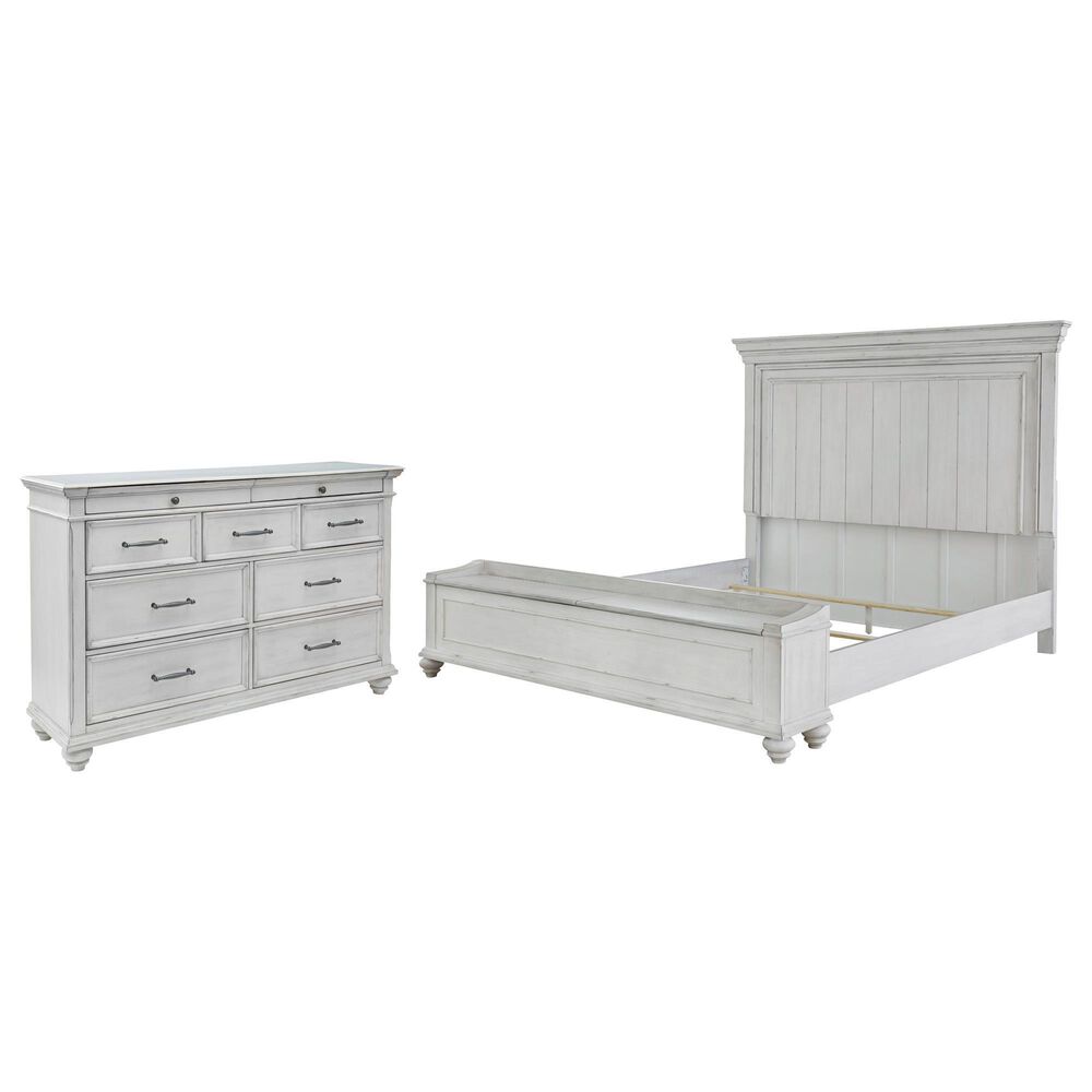 Ashley Kanwyn 2-Piece King Storage Bedroom Set in Whitewash, , large