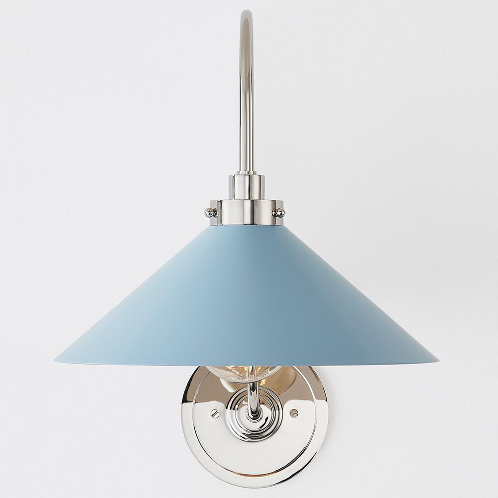 Hudson Valley Lighting Clivedon 1-Light Wall Sconce in Polished Nickel and Blue Bird, , large