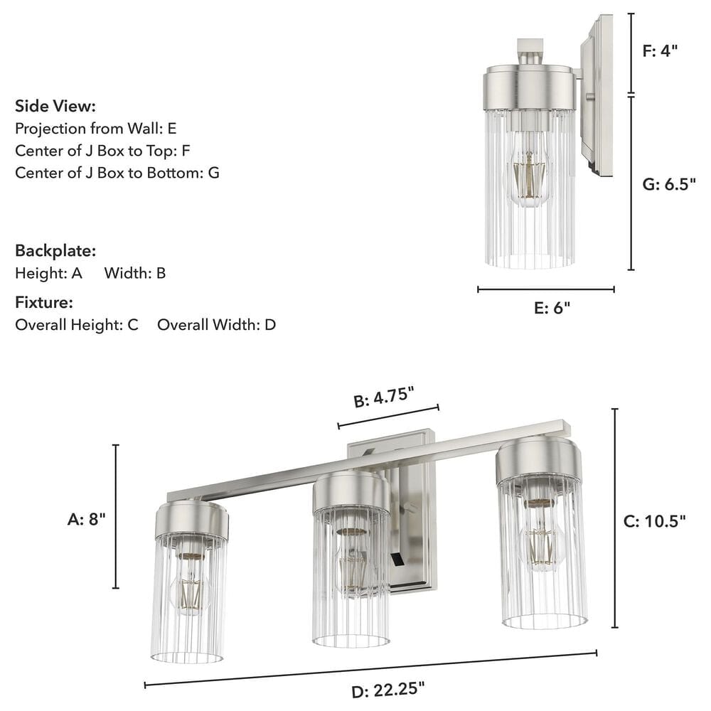 Hunter Gatz 3-Light Vanity in Brushed Nickel, , large